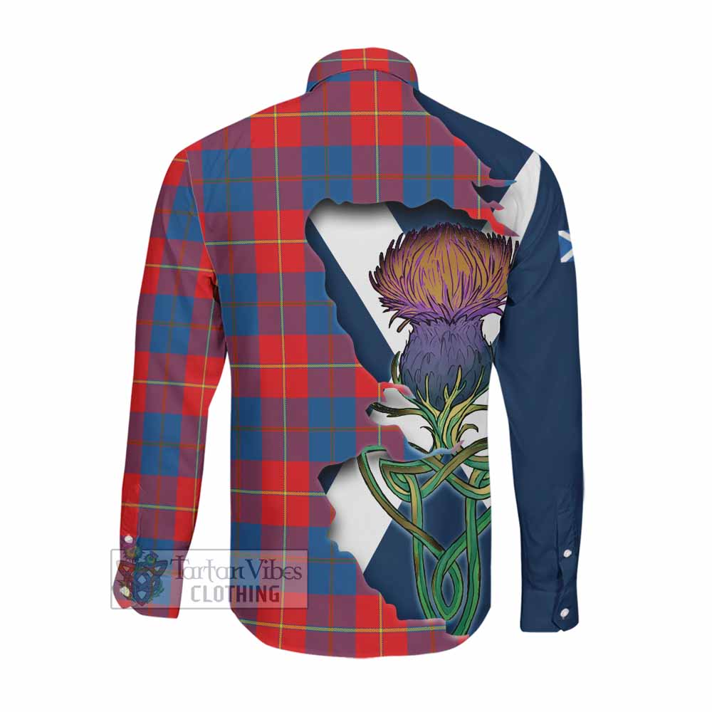 Tartan Vibes Clothing Blane Tartan Family Crest Long Sleeve Button Shirt Scottish Thistle Celtic Inspired