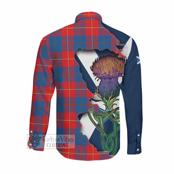 Tartan Vibes Clothing Blane Tartan Family Crest Long Sleeve Button Shirt Scottish Thistle Celtic Inspired