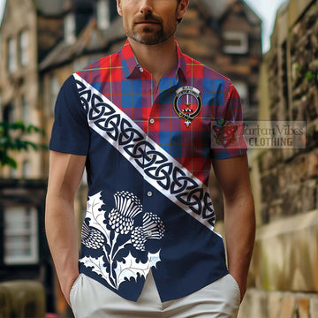 Blane Tartan Hawaiian Shirt Featuring Thistle and Scotland Map - Tartan Vibes Clothing