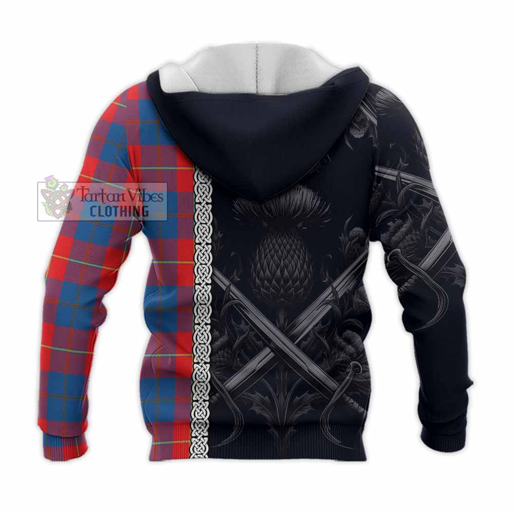 Blane Tartan Knitted Hoodie with Family Crest Cross Sword Thistle Celtic Vibes - Tartan Vibes Clothing