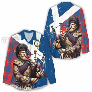 Blane Tartan Women's Casual Shirt with Family Crest Scottish Bagpiper Vibes - Tartan Vibes Clothing