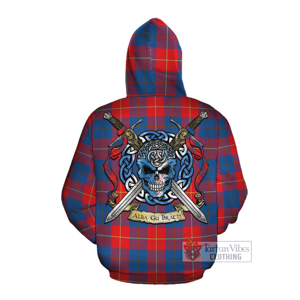 Blane Tartan Cotton Hoodie with Family Crest Celtic Skull Style Pullover Hoodie - Tartan Vibes Clothing