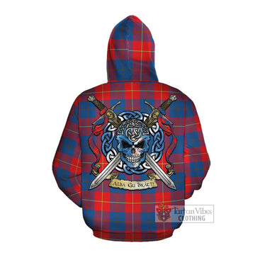 Blane Tartan Cotton Hoodie with Family Crest Celtic Skull Style Pullover Hoodie - Tartan Vibes Clothing