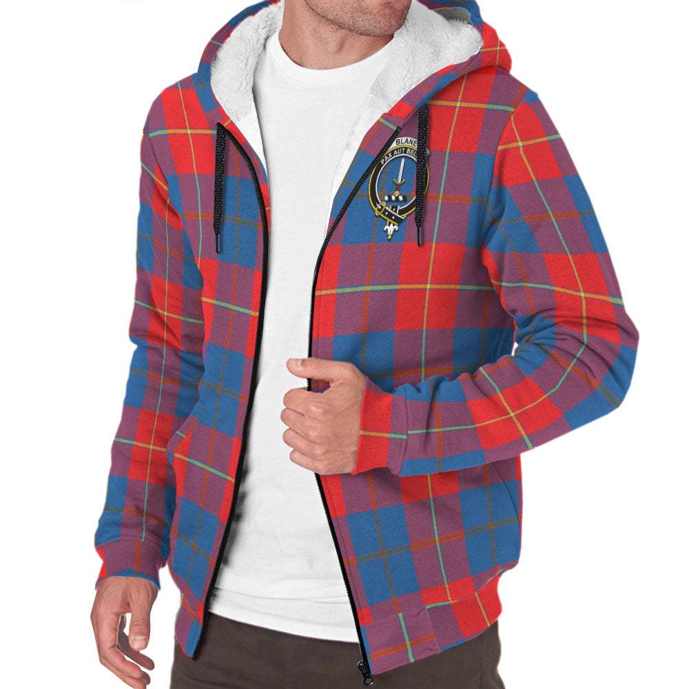 Blane Tartan Sherpa Hoodie with Family Crest - Tartan Vibes Clothing
