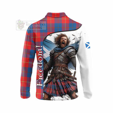 Blane Crest Tartan Long Sleeve Polo Shirt Inspired by the Freedom of Scottish Warrior - Tartan Vibes Clothing