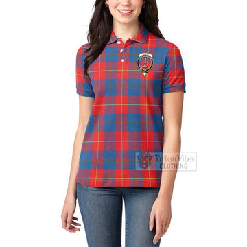 Blane Tartan Women's Polo Shirt with Family Crest and Bearded Skull Holding Bottles of Whiskey - Tartan Vibes Clothing