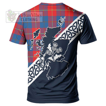 Blane Tartan T-Shirt Featuring Thistle and Scotland Map - Tartanvibesclothing Store