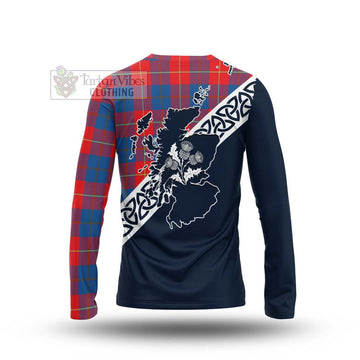 Blane Tartan Long Sleeve T-Shirt Featuring Thistle and Scotland Map - Tartan Vibes Clothing
