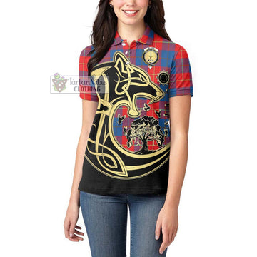 Blane Tartan Women's Polo Shirt with Family Crest Celtic Wolf Style - Tartan Vibes Clothing