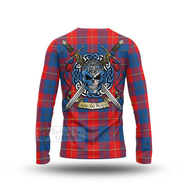 Blane Tartan Long Sleeve T-Shirt with Family Crest Celtic Skull Style - Tartan Vibes Clothing