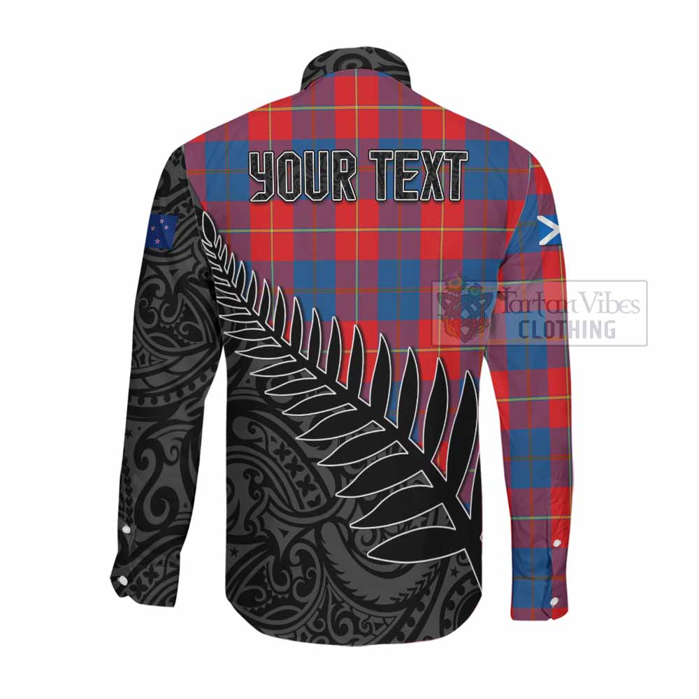 Blane Crest Tartan Long Sleeve Button Shirt with New Zealand Silver Fern Half Style Men's Shirt - Tartan Vibes Clothing