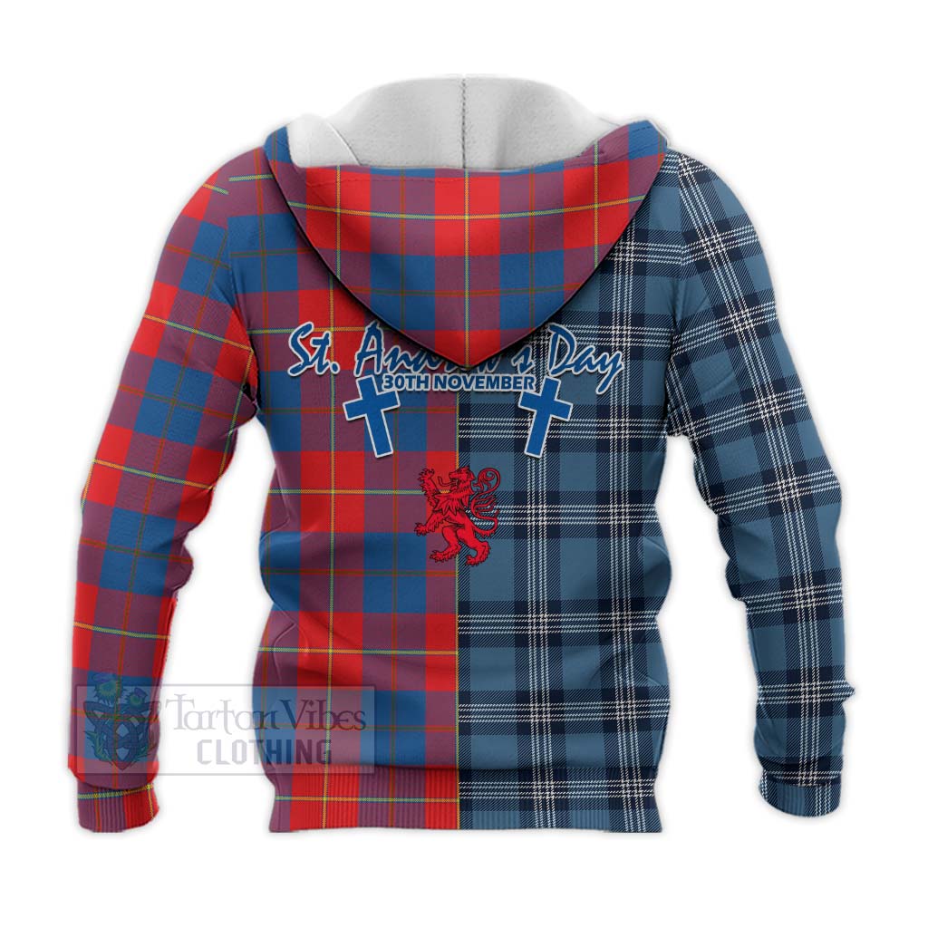 Blane Tartan Knitted Hoodie Happy St. Andrew's Day Half Tartan Style - Tartan Vibes Clothing