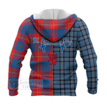Blane Tartan Knitted Hoodie Happy St. Andrew's Day Half Tartan Style - Tartan Vibes Clothing