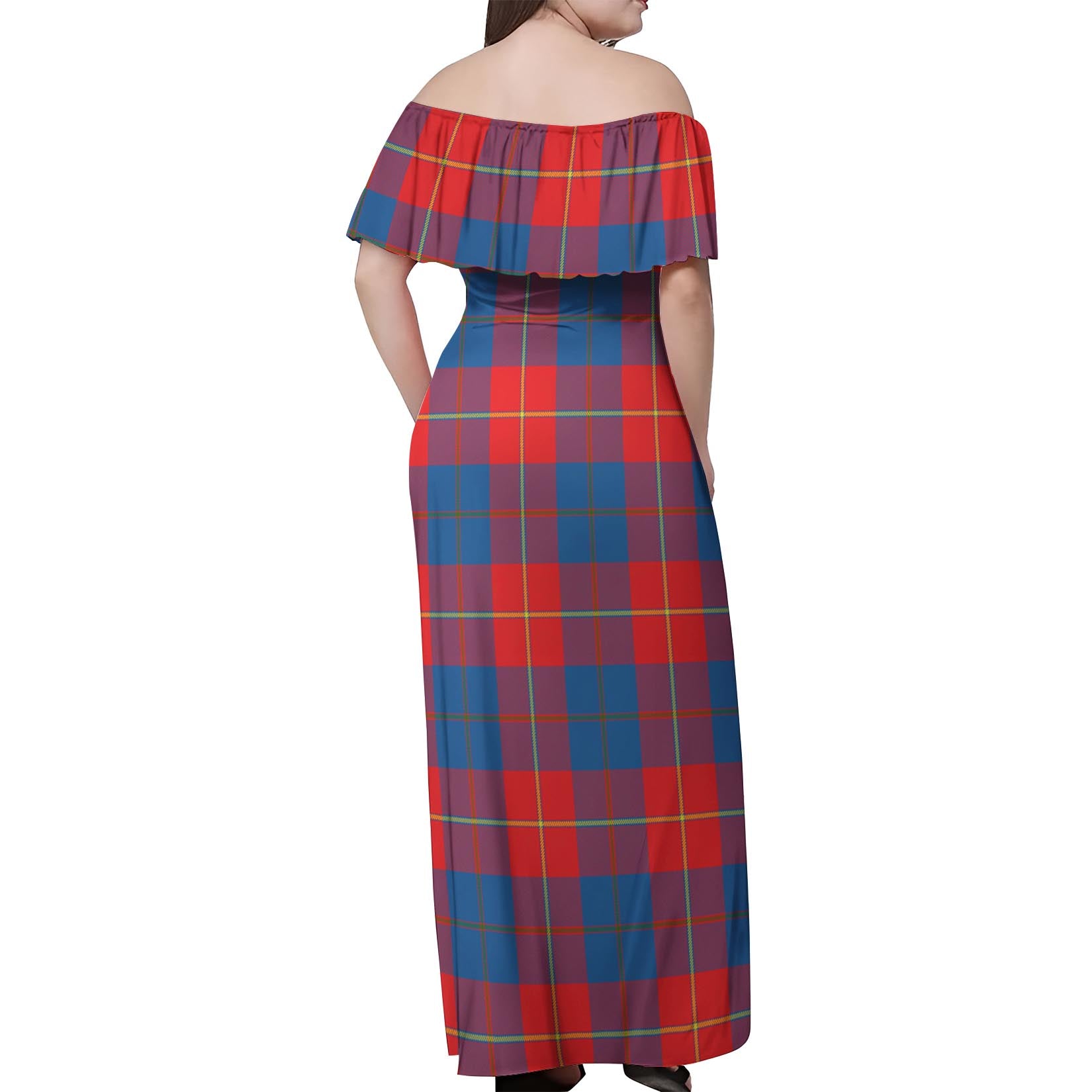 Blane Tartan Off Shoulder Long Dress - Tartan Vibes Clothing