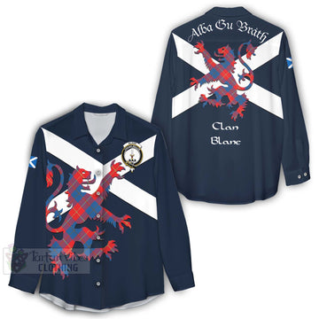 Blane Tartan Lion Rampant Women's Casual Shirt Proudly Display Your Heritage with Alba Gu Brath and Clan Name - Tartan Vibes Clothing