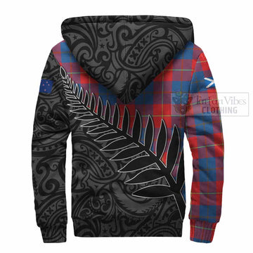 Blane Crest Tartan Sherpa Hoodie with New Zealand Silver Fern Half Style - Tartan Vibes Clothing