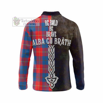 Blane Tartan Family Crest Long Sleeve Polo Shirt Alba Gu Brath Be Brave Lion Ancient Style - Tartan Vibes Clothing