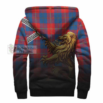 Blane Crest Tartan Sherpa Hoodie with Golden Lion Emblem Celtic Style - Tartan Vibes Clothing
