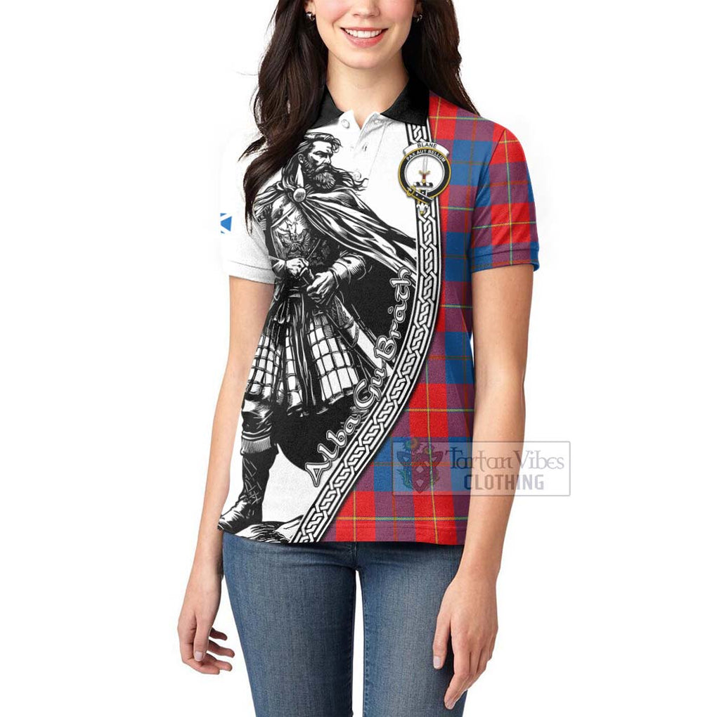 Blane Tartan Clan Crest Women's Polo Shirt with Highlander Warrior Celtic Style - Tartan Vibes Clothing
