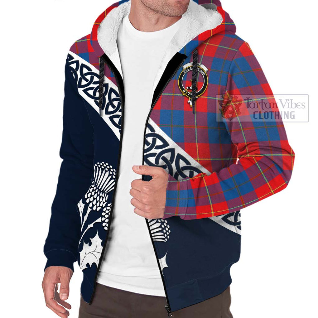 Blane Tartan Sherpa Hoodie Featuring Thistle and Scotland Map - Tartan Vibes Clothing