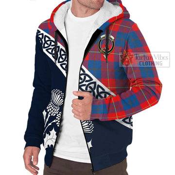 Blane Tartan Sherpa Hoodie Featuring Thistle and Scotland Map - Tartan Vibes Clothing