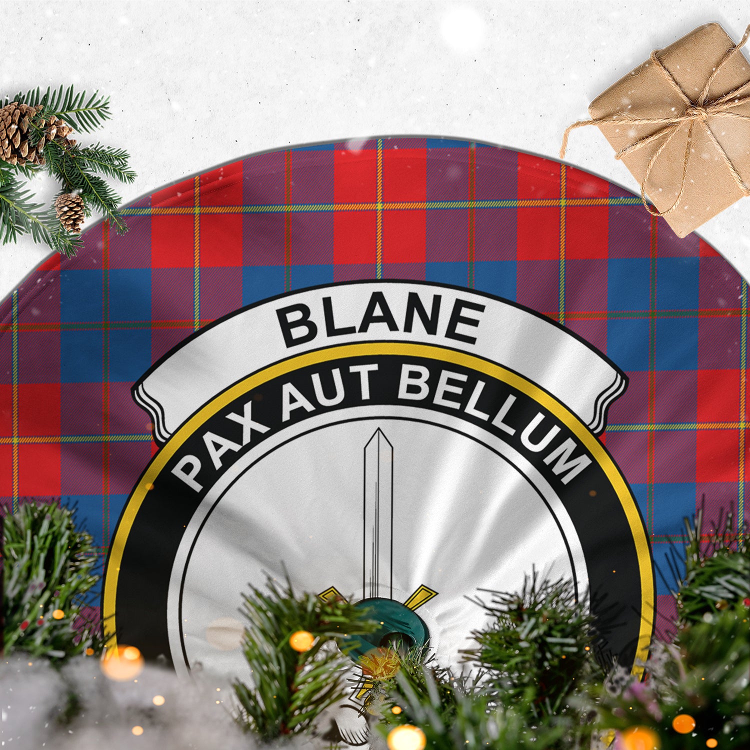 Blane Tartan Christmas Tree Skirt with Family Crest - Tartan Vibes Clothing