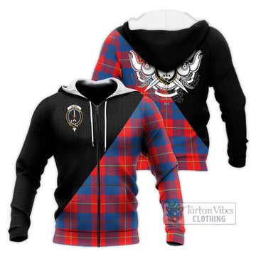 Blane Tartan Knitted Hoodie with Family Crest and Military Logo Style Unisex Knitted Zip Hoodie - Tartan Vibes Clothing
