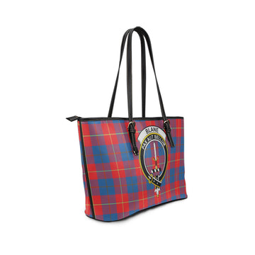 Blane Tartan Leather Tote Bag with Family Crest