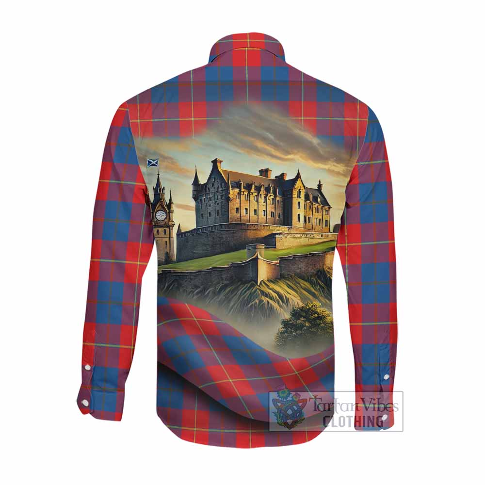 Tartan Vibes Clothing Blane Tartan Family Crest Long Sleeve Button Shirt with Scottish Ancient Castle Style