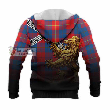 Blane Crest Tartan Knitted Hoodie with Golden Lion Emblem Celtic Style - Tartan Vibes Clothing