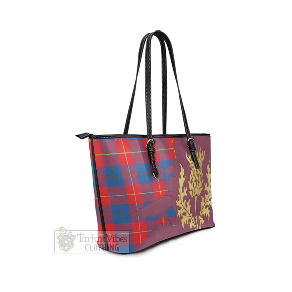 Blane Tartan Leather Tote Bag Gold Thistle Style - Tartan Vibes Clothing