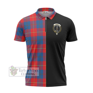 Blane Tartan Zipper Polo Shirt with Family Crest and Half Of Me Style - Tartan Vibes Clothing
