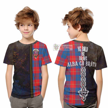 Blane Tartan Family Crest Kid T-Shirt Alba Gu Brath Be Brave Lion Ancient Style - Tartan Vibes Clothing