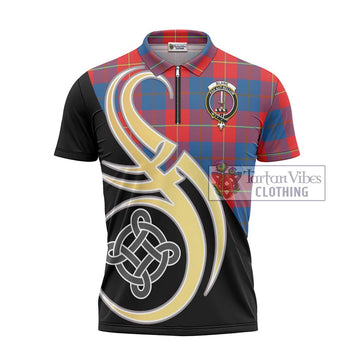 Blane Tartan Zipper Polo Shirt with Family Crest and Celtic Symbol Style - Tartan Vibes Clothing