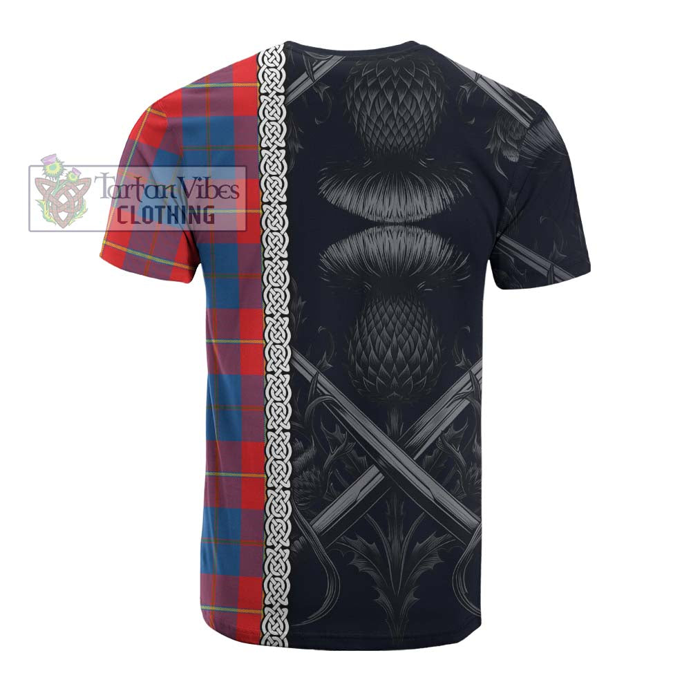 Blane Tartan Cotton T-shirt with Family Crest Cross Sword Thistle Celtic Vibes - Tartan Vibes Clothing