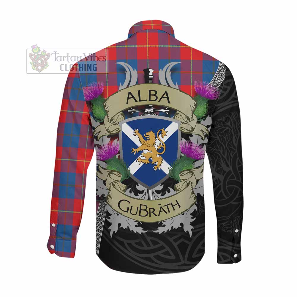Blane Tartan Family Crest Long Sleeve Button Shirt Lion Rampant Royal Thistle Shield Celtic Inspired Men's Shirt - Tartan Vibes Clothing