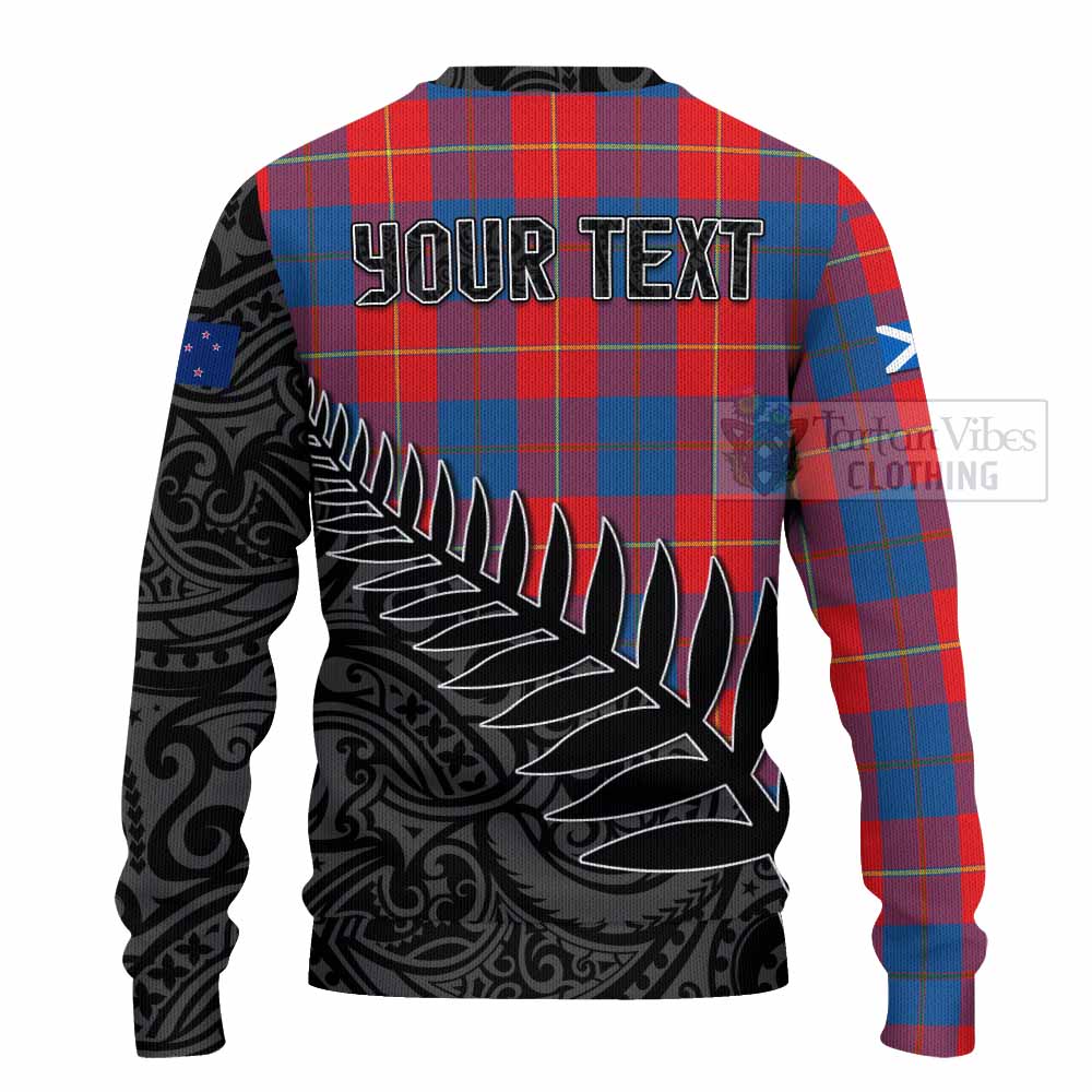 Blane Crest Tartan Knitted Sweater with New Zealand Silver Fern Half Style - Tartan Vibes Clothing