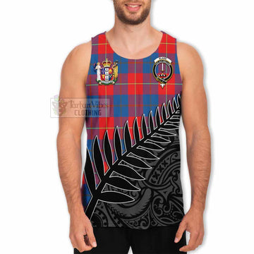 Blane Crest Tartan Men's Tank Top with New Zealand Silver Fern Half Style - Tartan Vibes Clothing