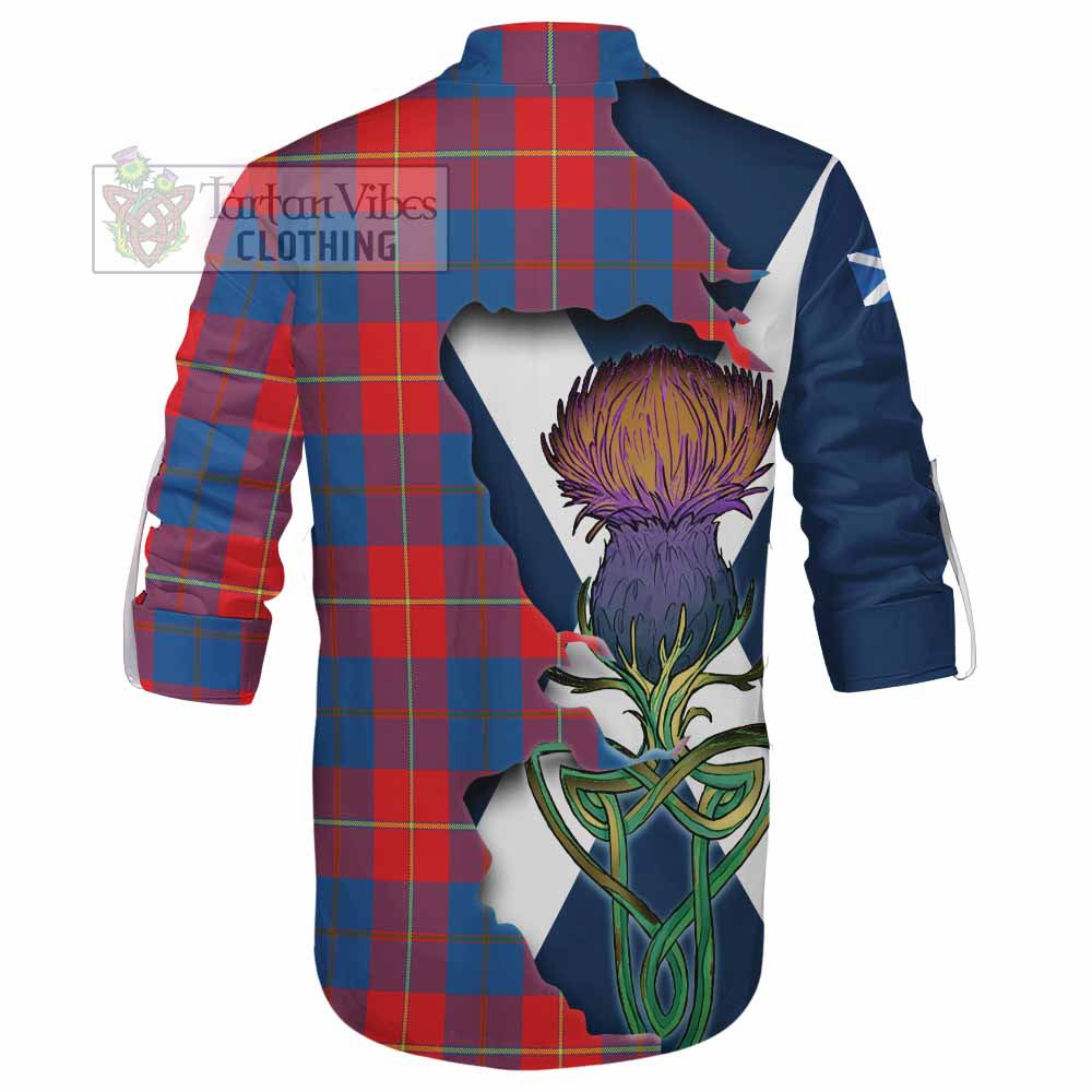 Tartan Vibes Clothing Blane Tartan Family Crest Ghillie Kilt Shirt Scottish Thistle Celtic Inspired