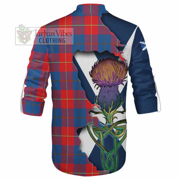 Tartan Vibes Clothing Blane Tartan Family Crest Ghillie Kilt Shirt Scottish Thistle Celtic Inspired