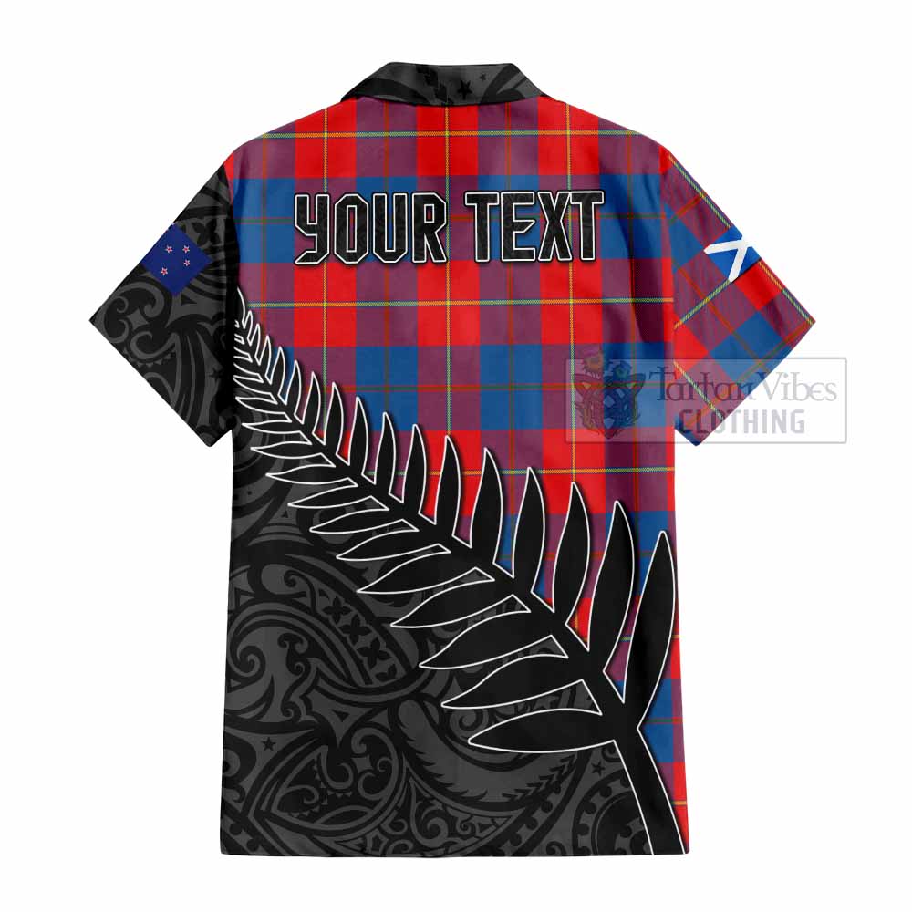 Blane Crest Tartan Hawaiian Shirt with New Zealand Silver Fern Half Style - Tartan Vibes Clothing