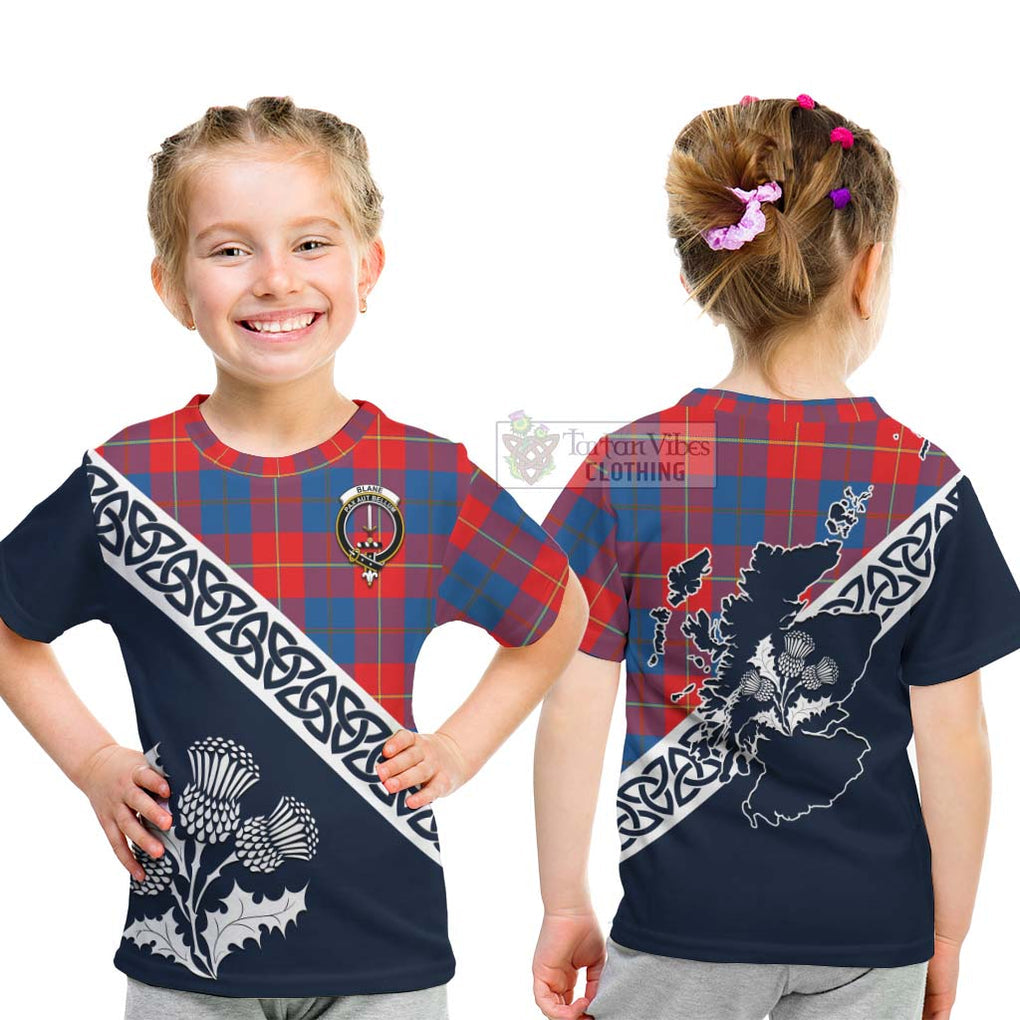 Blane Tartan Kid T-Shirt Featuring Thistle and Scotland Map - Tartan Vibes Clothing