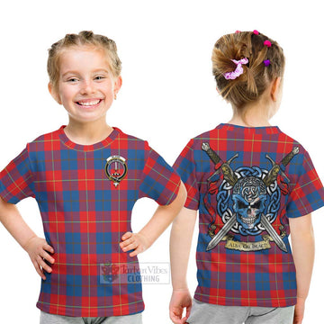 Blane Tartan Kid T-Shirt with Family Crest Celtic Skull Style - Tartan Vibes Clothing