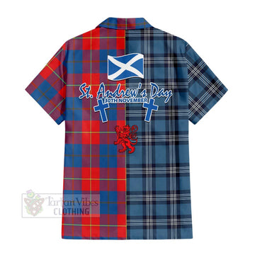 Blane Tartan Hawaiian Shirt Happy St. Andrew's Day Half Tartan Style - Tartan Vibes Clothing