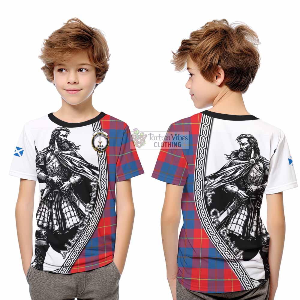 Blane Tartan Clan Crest Kid T-Shirt with Highlander Warrior Celtic Style - Tartan Vibes Clothing