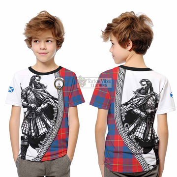 Blane Tartan Clan Crest Kid T-Shirt with Highlander Warrior Celtic Style - Tartan Vibes Clothing
