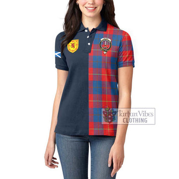 Tartan Vibes Clothing Blane Tartan Women's Polo Shirt with Scottish Lion Royal Arm Half Style