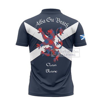 Blane Tartan Lion Rampant Zipper Polo Shirt Proudly Display Your Heritage with Alba Gu Brath and Clan Name - Tartan Vibes Clothing