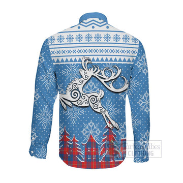 Blane Clan Christmas Long Sleeve Button Shirt Celtic Reindeer Style Men's Shirt - Tartan Vibes Clothing