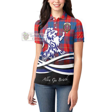 Blane Tartan Women's Polo Shirt with Alba Gu Brath Regal Lion Emblem - Tartanvibesclothing Shop